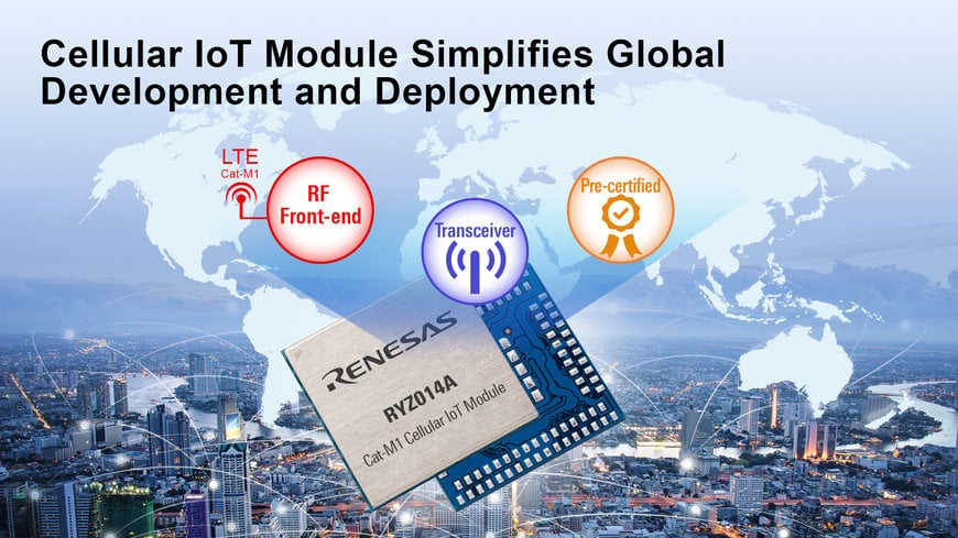 Renesas Launches LTE CAT-M1 Module For Massive IoT Based On Carrier-Proven Monarch Technology From Sequans